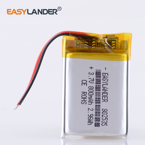 High Quality 3.7V 802535 800mAh Li-ion Polymer Lithium Battery Bluetooth headphones column  DVR recorder  Registrar ► Photo 1/6