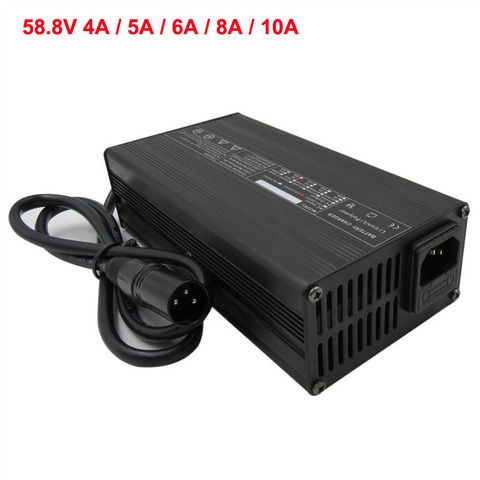 240W 58.8V 4A 5A 6A 8A 10A Li ion Battery charger With Fan 52V Smart Charger Use for 51.8V 52V 14S Ebike Bateria ► Photo 1/6