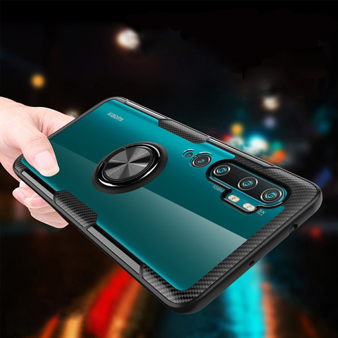 Magnetic Armor Case For Xiaomi Mi Note 10 CC9 PRO 9 9T A3 Lite Stand Holder Car Ring Clear Cover For Redmi Note 7 8 8T K20 K30 ► Photo 1/6