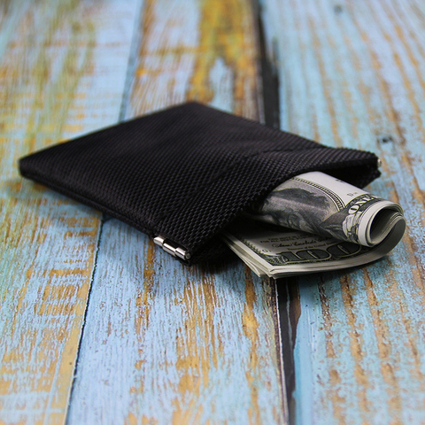 Metallic Frame Coin Purse Women Men Mini Short Wallet Money Change Earphone Bag Pocket Portable Card Holder Solid Black Pouch ► Photo 1/6