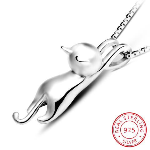 Popular 925 Sterling Silver Jewelry Korean Fashion Simple Animal Cute Kitty Clavicle Chain Pendant Cat Necklaces H3 ► Photo 1/5