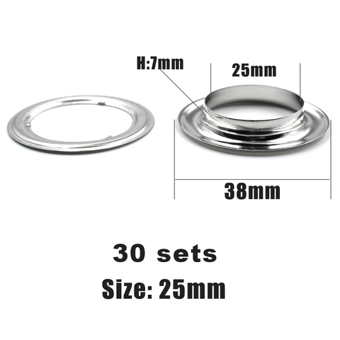 (30 pieces/lot)25mm Metal Eyelets Tent rope hole  Clothing & Accessories Eyelets Ring rivet snaps Shed cloth vent rivets ► Photo 1/4
