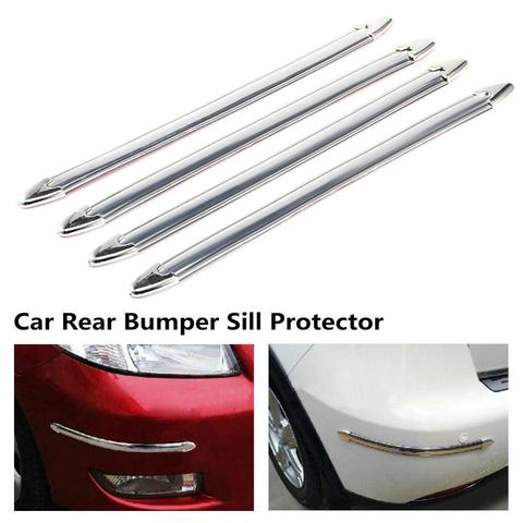 4PCS Silver Chrome Bumper Corner Side Edge Guard Protector Protective Rubber Trim Cover Styling Mouldings Car Bumper Protector ► Photo 1/6
