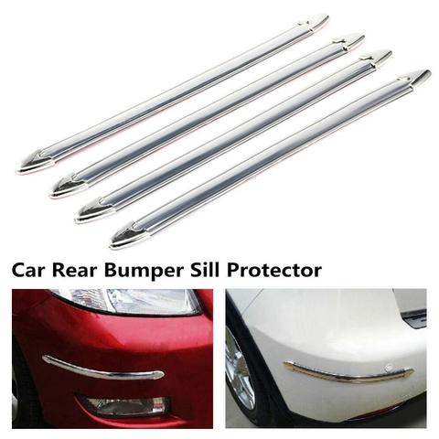4PCS Silver Chrome Bumper Corner Side Edge Guard Protector Protective Rubber Trim Cover Styling Mouldings Car Bumper Protector ► Photo 1/6