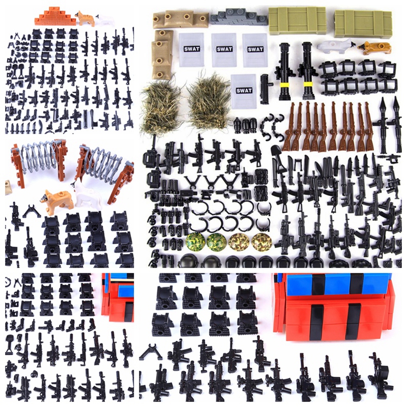 WW2 Army PUBG Weapon Police Building Blocks Soldiers Gun Creator SWAT Toys Kids, 