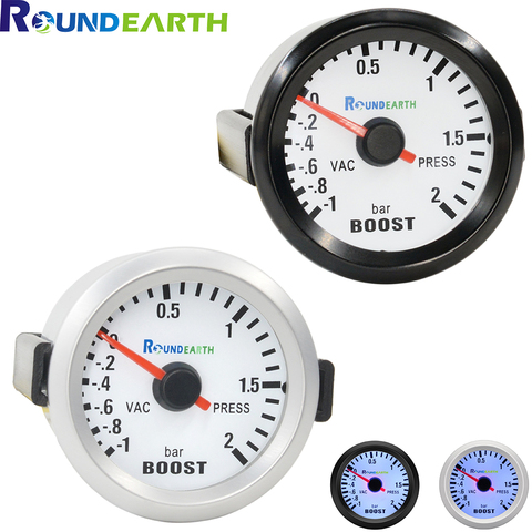 Round Earth 52mm Blue Light Auto Car Turbo Boost Gauge Turbin -1~2 Bar Pointer Clock Vacuumd Instrument Meter Pods Free Shipping ► Photo 1/6