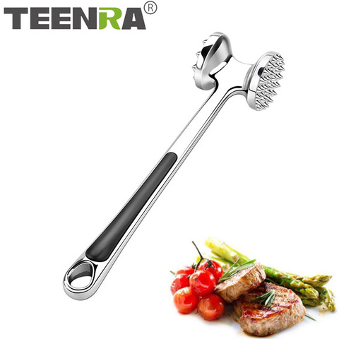 TEENRA 1Pcs Zinc Alloy Loose Meat Hammer Double Sides Meat Tenderizers Pork Beef Steak Loose Meat Hammer Kitchen Tools ► Photo 1/6