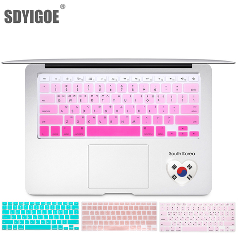 Korean keyboard cover For Mac Book Air 13 pro15 inch A1466 A1278 A1502 A1398 Retina Laptop Keyboard Covers Color keyboard film ► Photo 1/6