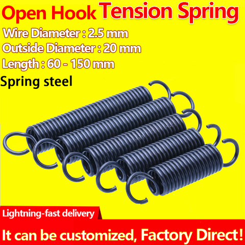 Open Hook Pullback Spring Tension Spring Coil Extension Spring Draught Spring Wire Diameter 2.5mm Outer Diameter 20mm ► Photo 1/6