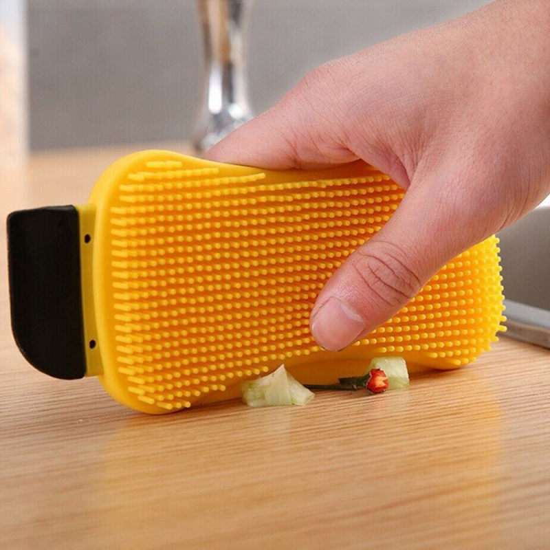 3In1 Washing Sponge Scrubber Silicone Multi-Function Kitchen Brush Tool Cleaning 