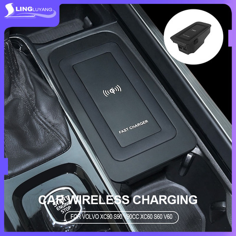 For volvo xc60 s90 v90 new 2022 s60 v60 Qi Car Wireless Charger Induction Fast Charging 2015 2016 2017 2022 xc90 ► Photo 1/6