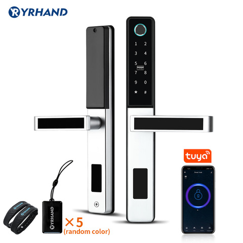 Wifi Aluminum Electronic Digital Fingerprint Door Lock for Glass Sliding or Wooden Home Security Waterproof ► Photo 1/6