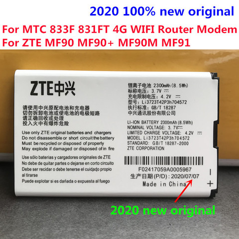 Original New 2300mAh Li3723T42P3h704572 Battery For MTC 833F 831FT 4G WIFI Router Modem For ZTE MF90 MF90+ MF90M MF91 Batteries ► Photo 1/6