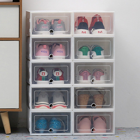 6pc Transparent shoe box storage shoe boxes thickened dustproof shoes organizer box can be superimposed combination shoe cabinet ► Photo 1/6