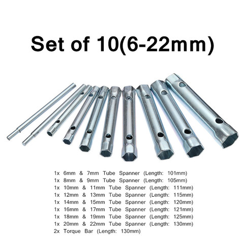 8-19mm 6-22mm 6PC/10PC Metric Tubular Box Wrench Set Tube Bar Spark-Plug Spanner Steel Double Ended for Automotive Plumb Repair ► Photo 1/5