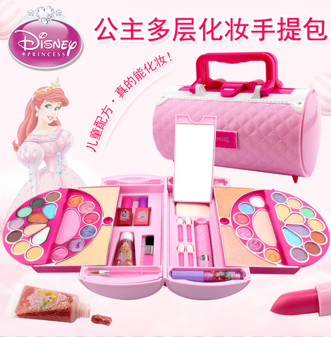 Disney Princess frozen Makeup Box Children's Cosmetic Toys handbag Safe Nontoxic Watersoluble Makeup toys ► Photo 1/6