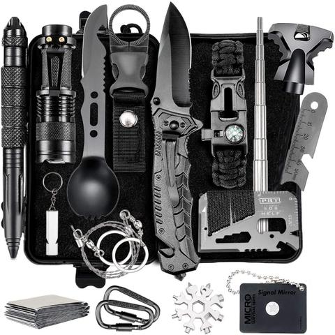 Survival Gear 16 in 1 Emergency Survival First Aid Kit Tactical Defense Equipment Tool with Knife Blanket Compass for Adventure ► Photo 1/6