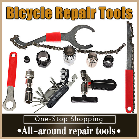 Mountain Road Bike Repair Multitool Tools Kits Bicycle BB Remover Cassette Crank Puller Hub Headset Spanner Chain Cutter Cycling ► Photo 1/6