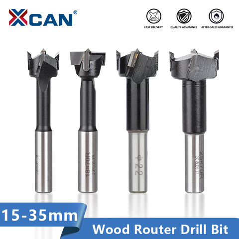 XCAN 1pc 15-35mm 4 Flutes Router Drill Bit Right Rotation Core Drill Bit Row Drilling Bit For Boring Machine Wood Hole Cutter ► Photo 1/6