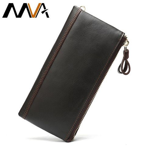 MVA men's genuine leather wallet male long purse men wallet leather with coin pockets slim purse for phone men's clutch bag 9031 ► Photo 1/6