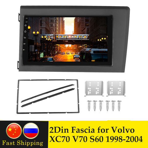 2Din Auto Car Radio Frame Fascia Plate Trim Kit For Volvo XC70 V70 S60 1998-2004 Stereo Dashboard Panel Bezel Dash Install Kit ► Photo 1/6