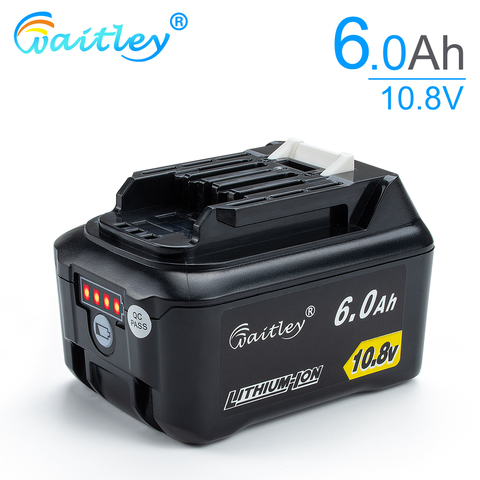 Waitley 10.8V 6.0Ah lithium battery Rechargeable For Makita Power Tools 10V and 12V 6000mAh BL1040B 1015 BL1020B CXT Series ► Photo 1/6