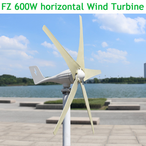 600W 12V 24V horizontal wind turbine power generator for home use with MPPT(boost) controller ► Photo 1/6