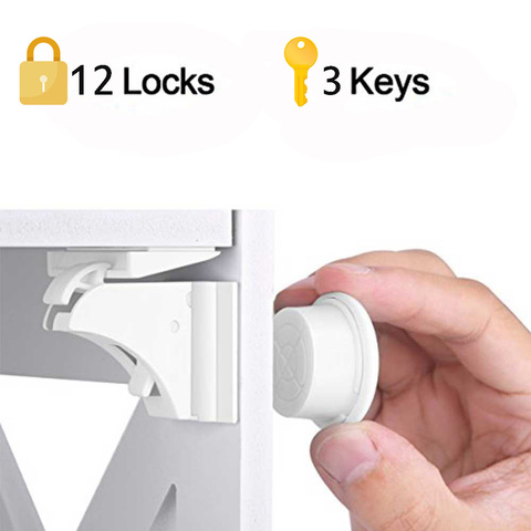 Magnetic Child Lock 4-12 locks+1-3key Baby Safety Baby Protections Cabinet Door Lock Kids Drawer Locker Security Magnetic Locks ► Photo 1/6