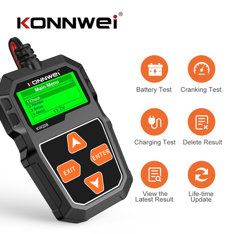 KONNWEI KW208 Battery Tester 100-2000CCA Cranking Charging 12V Multi Languages Automotive Car Battery Diagnostic Tool ► Photo 1/6