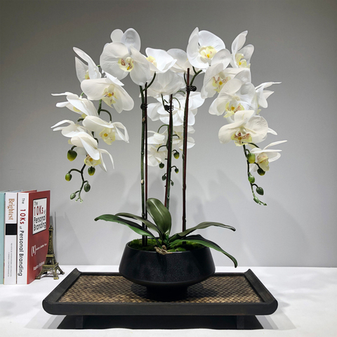 Large Artificial orchid flower arrangement PU real touch hand feeling floor Table Decoration home high quality bouquet no vase ► Photo 1/6