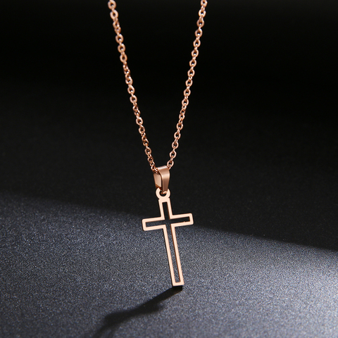 DOTIFI Stainless Steel Necklace For Women Lover's Gold And Rose Gold Color Chain Cross Necklace Small Cross Religious Jewelry ► Photo 1/6