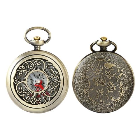 Vintage Bronze Compass Pocket Watch Design Outdoor Hiking Navigation Kid Gift Retro Metal Portable Compass ► Photo 1/6