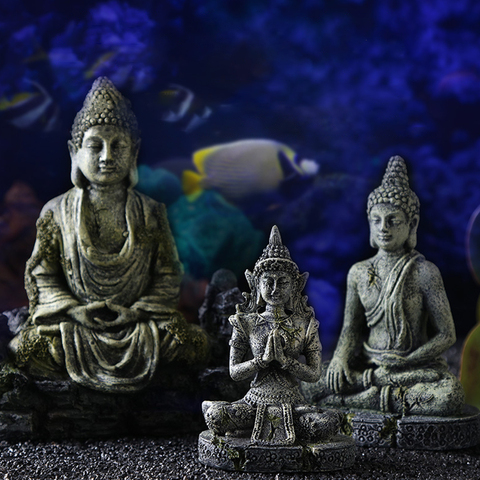 Aquarium Buddha  Decoration Resin Fish Tank Accessories Crafts Zen Buddha Statue Resin Ancient Simulation Statue Aquarium Decor ► Photo 1/6