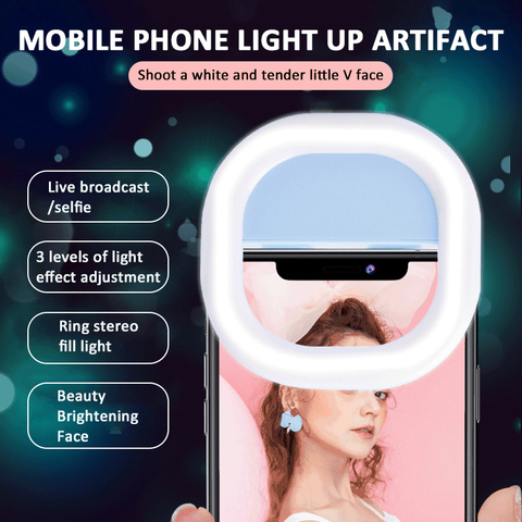 RK12 Selfie Led Ring Light Portable Mobile Selfie Lamp for Iphone Clip  Lampe Selfi Telephone Lampa Na Telefon Lens Photography