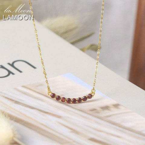 LAMOON Vingate Necklace 925 Silver Necklace For Women Natural Mini Garnet Gemstone Pendant 14K Gold Plated Fine Jewelry LMNI113 ► Photo 1/5