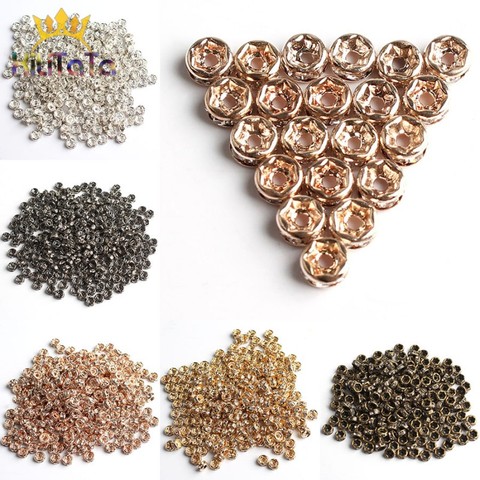 100pcs 4mm Metal Plated Crystal Rhinestone Rondelle Spacer Beads Rose Gold Silver Color Bronze Loose Bead For Jewelry Diy Making ► Photo 1/6