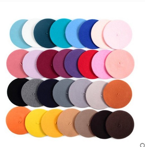 Trendy Charm Solid Color Winter Warm Wool Women Beret French Artist Beanie Hat Cap For Female Fashion Accessory Lady Gifts ► Photo 1/6