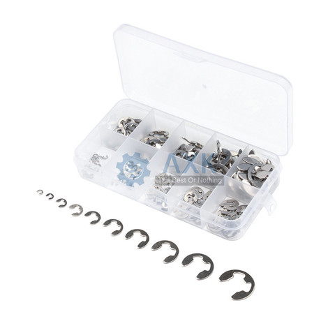 120/200 PCS 304 Stainless Steel Stainless Steel E Clip washer Assortment Kit Circlip retaining ring for shaft fastener M1.5~M10 ► Photo 1/6
