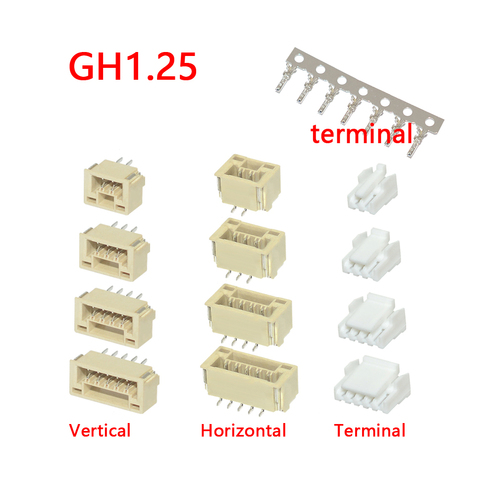 GH1.25 GH 1.25/1.27 1.25mm with lock Connector Socket Pin Header Vertical Horizontal JST Housing terminal 2 3 4 5 6 7 8 10 p ► Photo 1/5