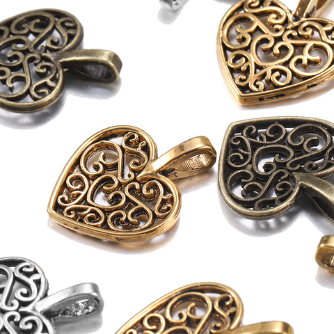 30pcs/lot Gold Vintage Metal Zinc Alloy Hollow Love Heart Charms DIY Charms Bracelet Jewelry Making Pendants Findings Supplies ► Photo 1/6
