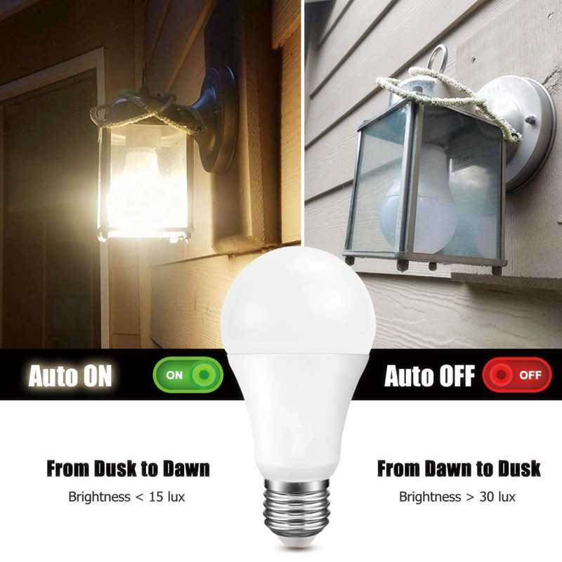 Outdoor 7W 110V 220V LED Sensor Bulb Automatic On/Off Lamp Dusk to Dawn Light 