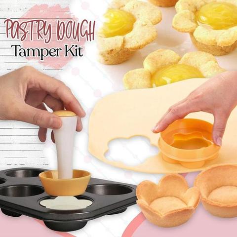 Pastry Dough Tamper Kit Kitchen Flower Round Cookie Cutter Set Cupcake Muffin Tart Shells Mold ► Photo 1/6