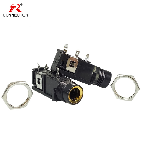 8pcs Mono 6.3 6.35mm socket with a breakaway contact group, gold plated, 6.35mm microphone audio chassis panel mount connector ► Photo 1/6