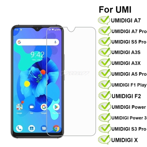 For Umidigi A7 Pro Tempered Glass Phone Film For UMIDIGI A5 A7 S3 S5 Pro F1 Play F2 X A3S A3X Umi Power 3 Glass Screen Protector ► Photo 1/6