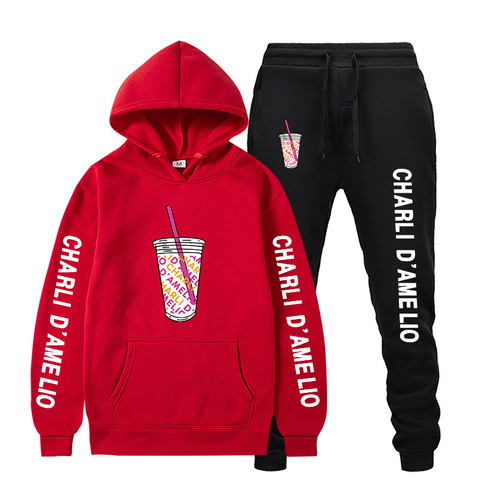 2-Piece Set Lce Coffee Splatter Hoodies Sweatpants Suit Tracksuit Men Women Sweatshirt New Charli DAmelio Pullover Jogging Pants ► Photo 1/6