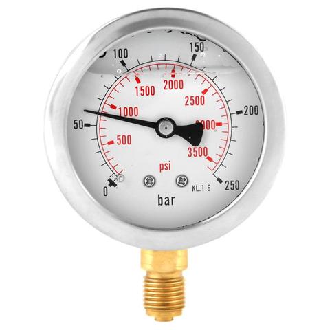 Metal Pressure Gauge 0-250Bar 0- 3750PSI 1/4