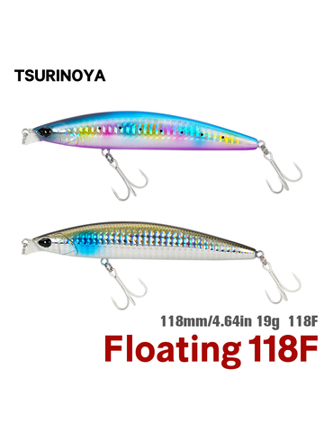 TSURINOYA 118F Shallow Range Floating Minnow DW95 118mm 19g Long Casting Seabass Jerkbait Saltwater Big Hard Bait Wobbler ► Photo 1/6