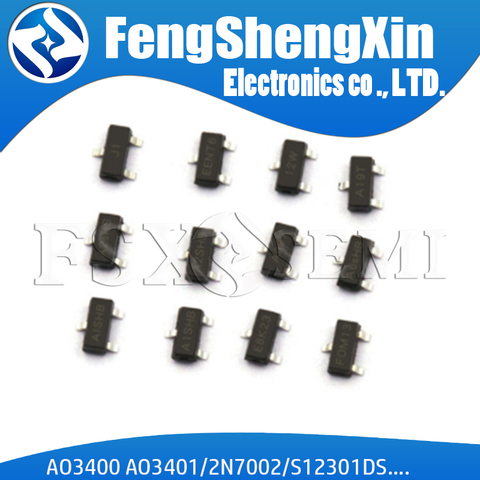 50pcs/lot  AO3400 A09T AO3401 A19T  2N7002 S12301DS A1SHB SI2302 A2SHB BSS138 BSS84 MMBF170 IRLML6401 IRLML6402 CJ2302 CJ2306 ► Photo 1/1