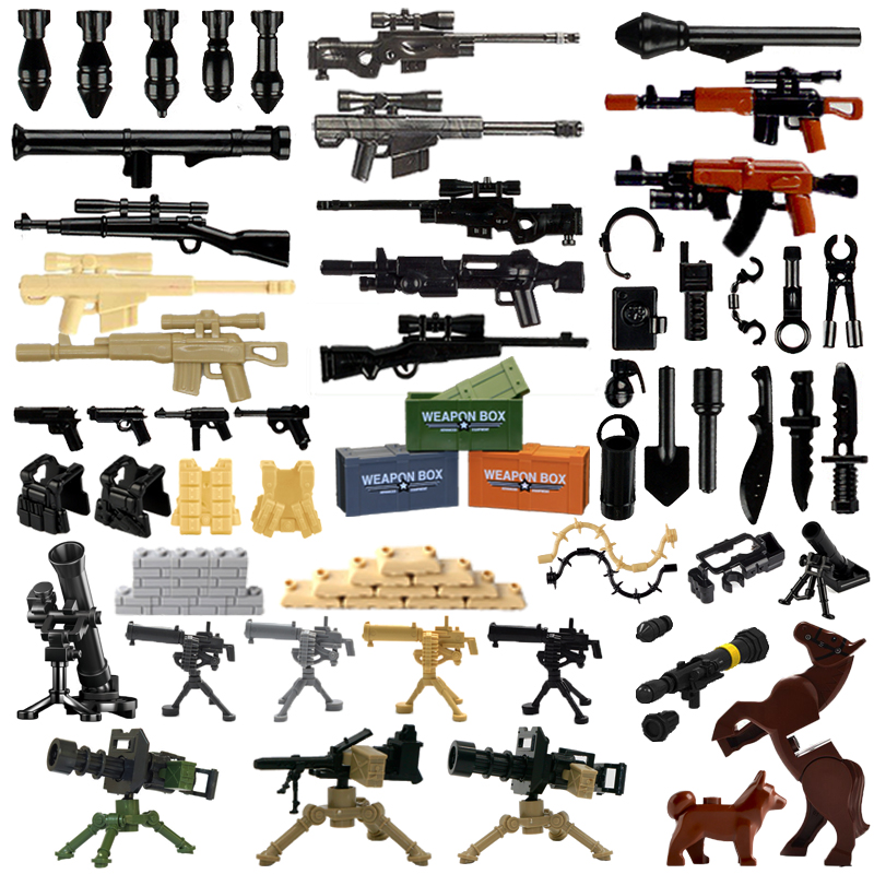 7 Guns Lot WW2 AK Military SWAT POLICE Toy Weapons for LEGO Minifigures 