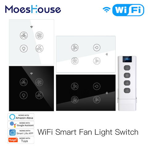 New WiFi RF Smart Ceiling Fan Light 2/3 Way Control Smart Life/Tuya APP RF Remote Speed Control Alexa Google Home Compatible ► Photo 1/1